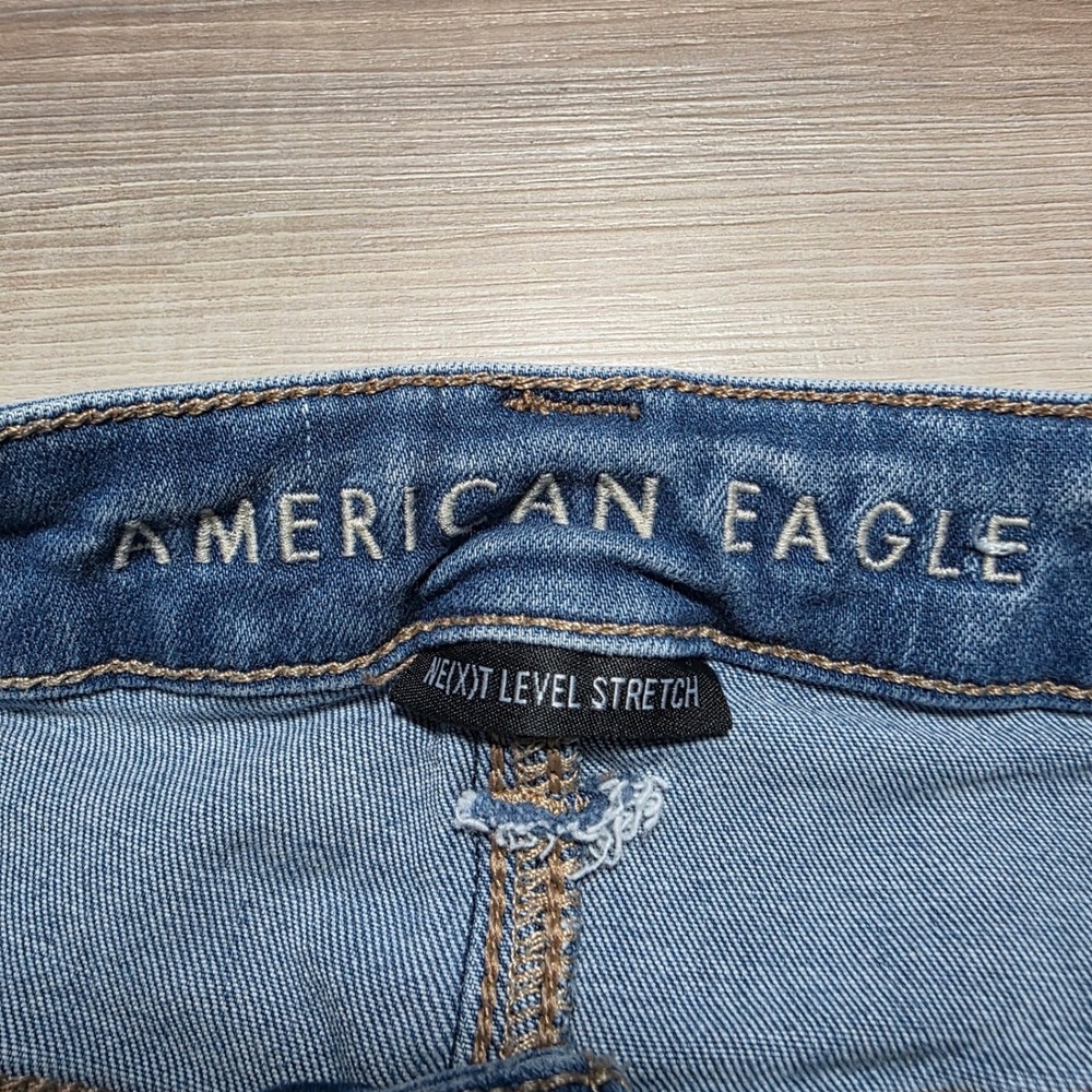 American Eagle Flare Jeans Womens 2 Blue Next Level Stretch High Rise Patch Pock - Picture 6 of 10